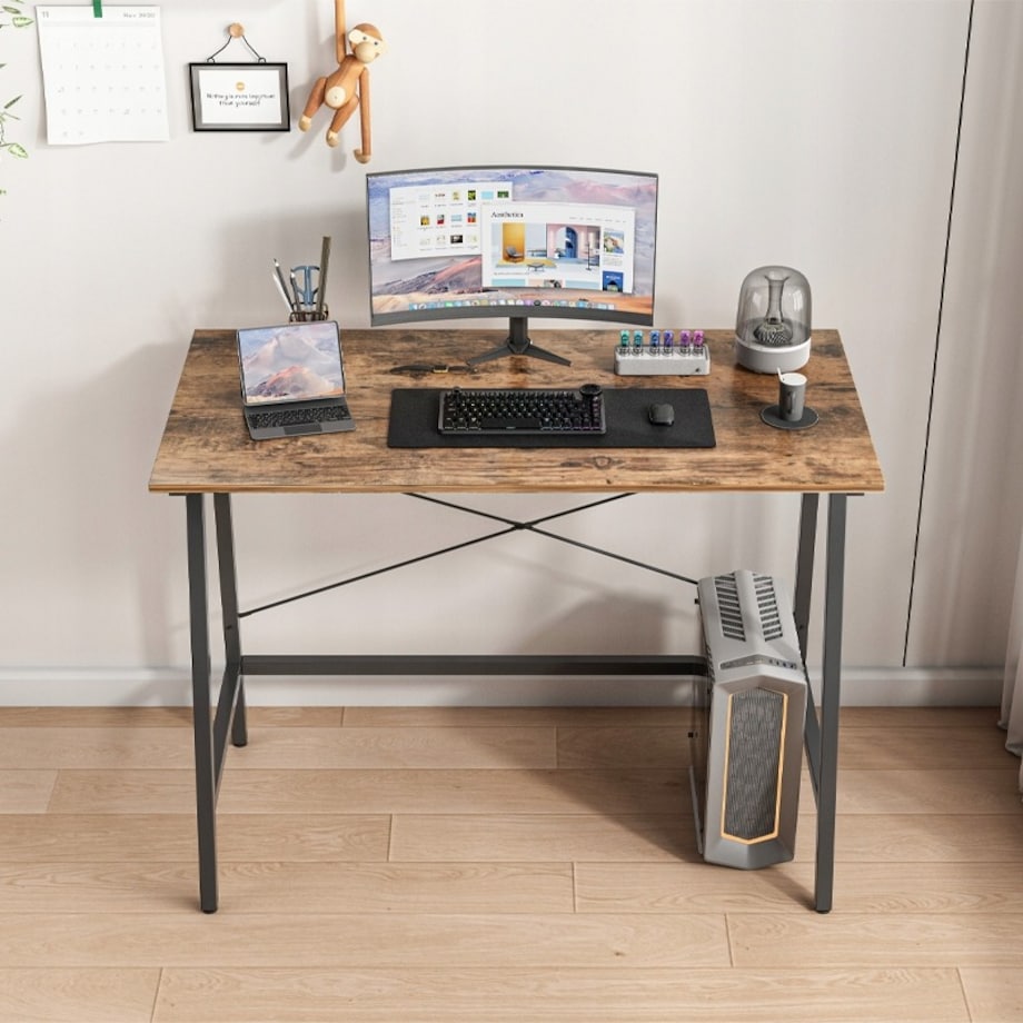 Biurko Komputerowe Loft Industrialne Szkolne Rustykalny Brąz Retro 100 Cm