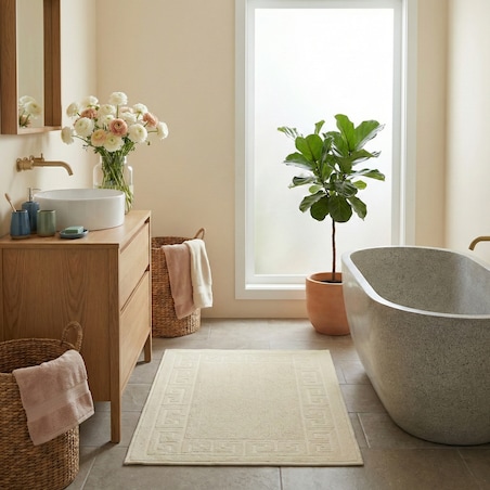 Dywanik łazienkowy Lino 60x90 cm bawełniany grecki beżowy