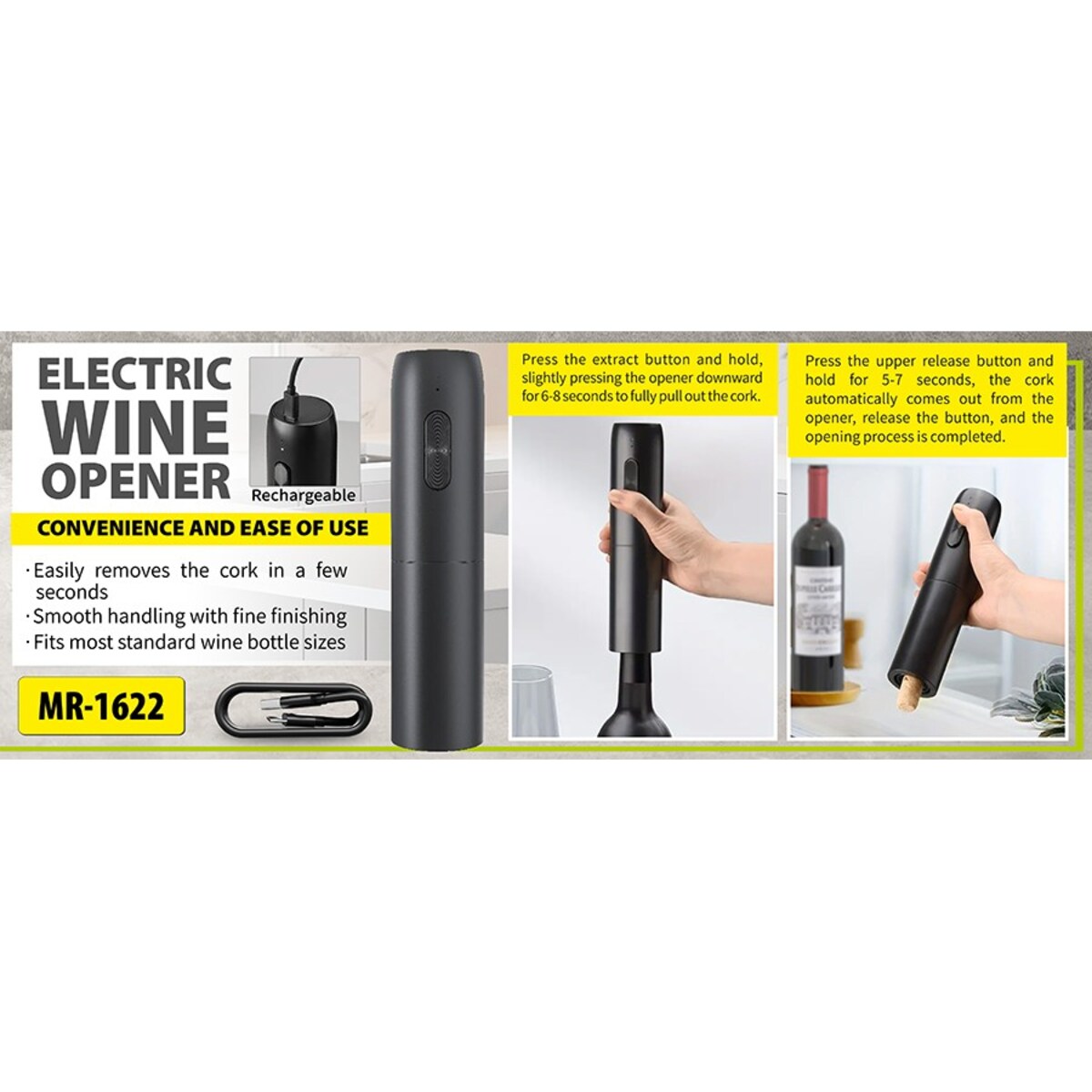 Maestro elektryczny korkociąg do wina MR1622