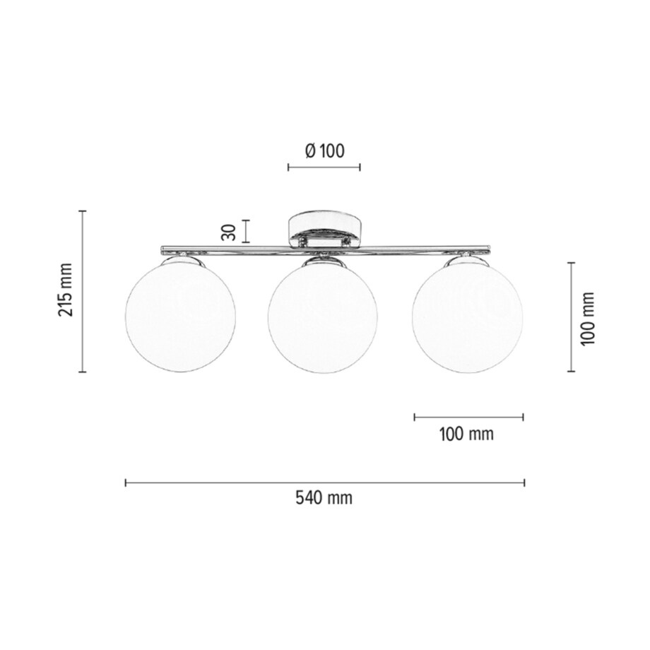 Lampa Sufitowa BRITOP Lighting 3xE14 Max.25W Klasyczne Połączenie Chromu z Białym Szkłem, Polski Producent, 1 szt.