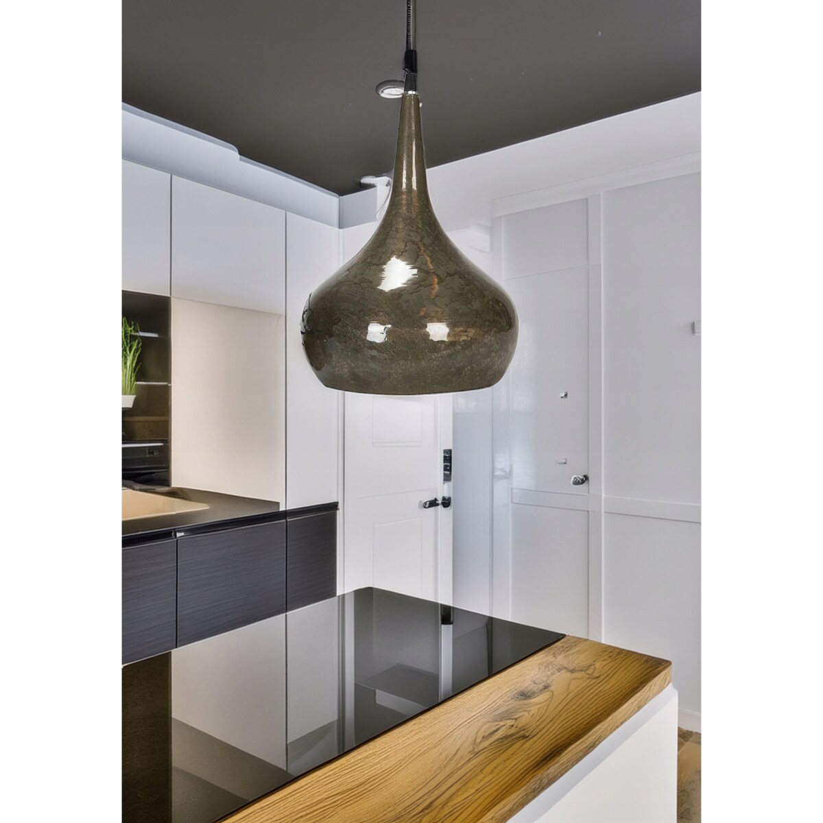 LAMPA SUFITOWA WISZĄCA NAD STÓŁ LOFT METALOWA BRĄZOWA DO SALONU SYPIALNI