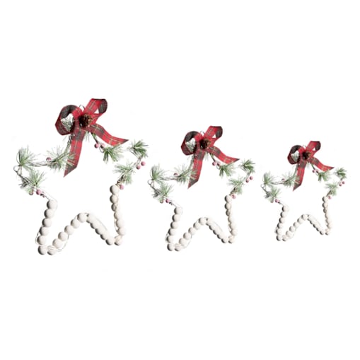 Zestaw 3 dekoracji wiszących LED KALLAVESI Gwiazda 25/30/35 cm Biały