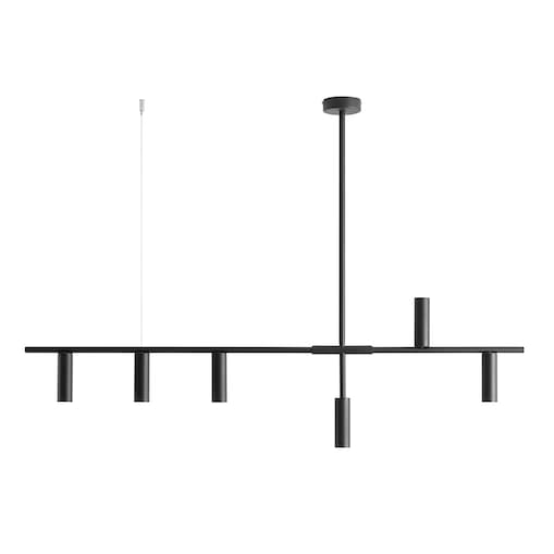 Czarna lampa wisząca Trevo 1104K1 Aldex 6-płomienny zwis do jadalni