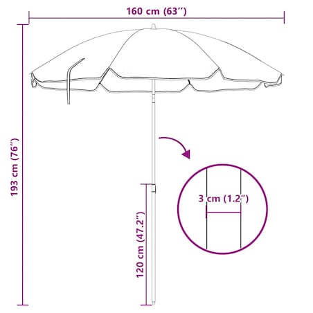 vidaXL Parasol ogrodowy na stalowym słupku, piaskowy, 180 cm