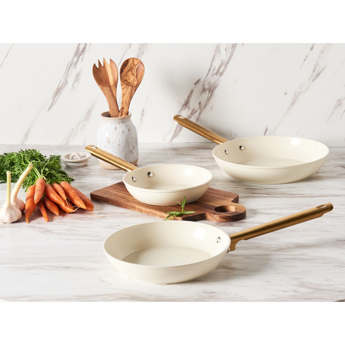 Zestaw 3 patelni ELITE PRO Złamana biel