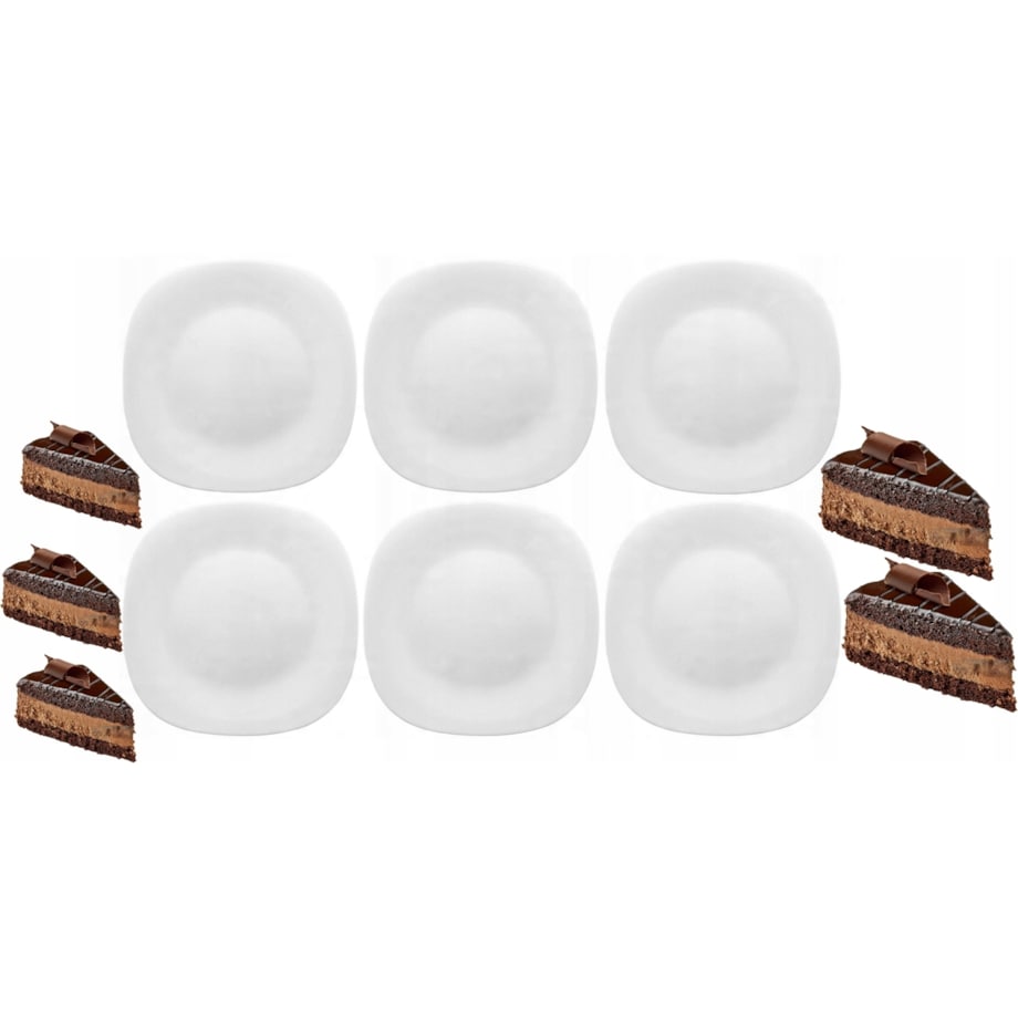 BIAŁE KWADRATOWE TALERZE DESEROWE bormioli 6szt 20cm PARMA na ciasto deser