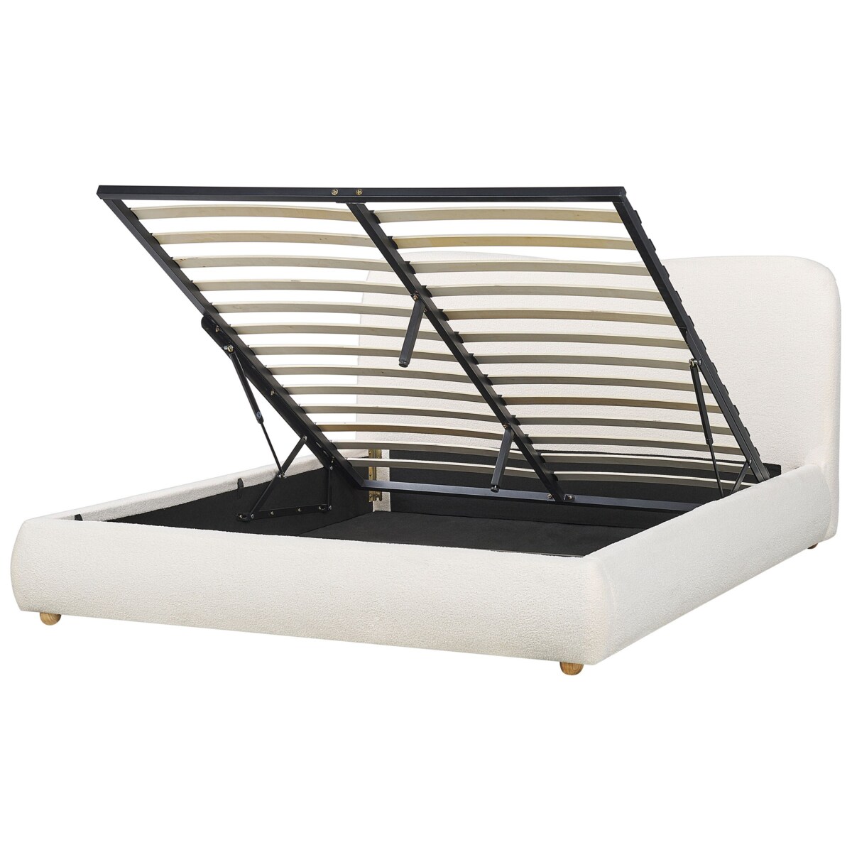 Łóżko z pojemnikiem boucle 160 x 200 cm białe BLAGNAC