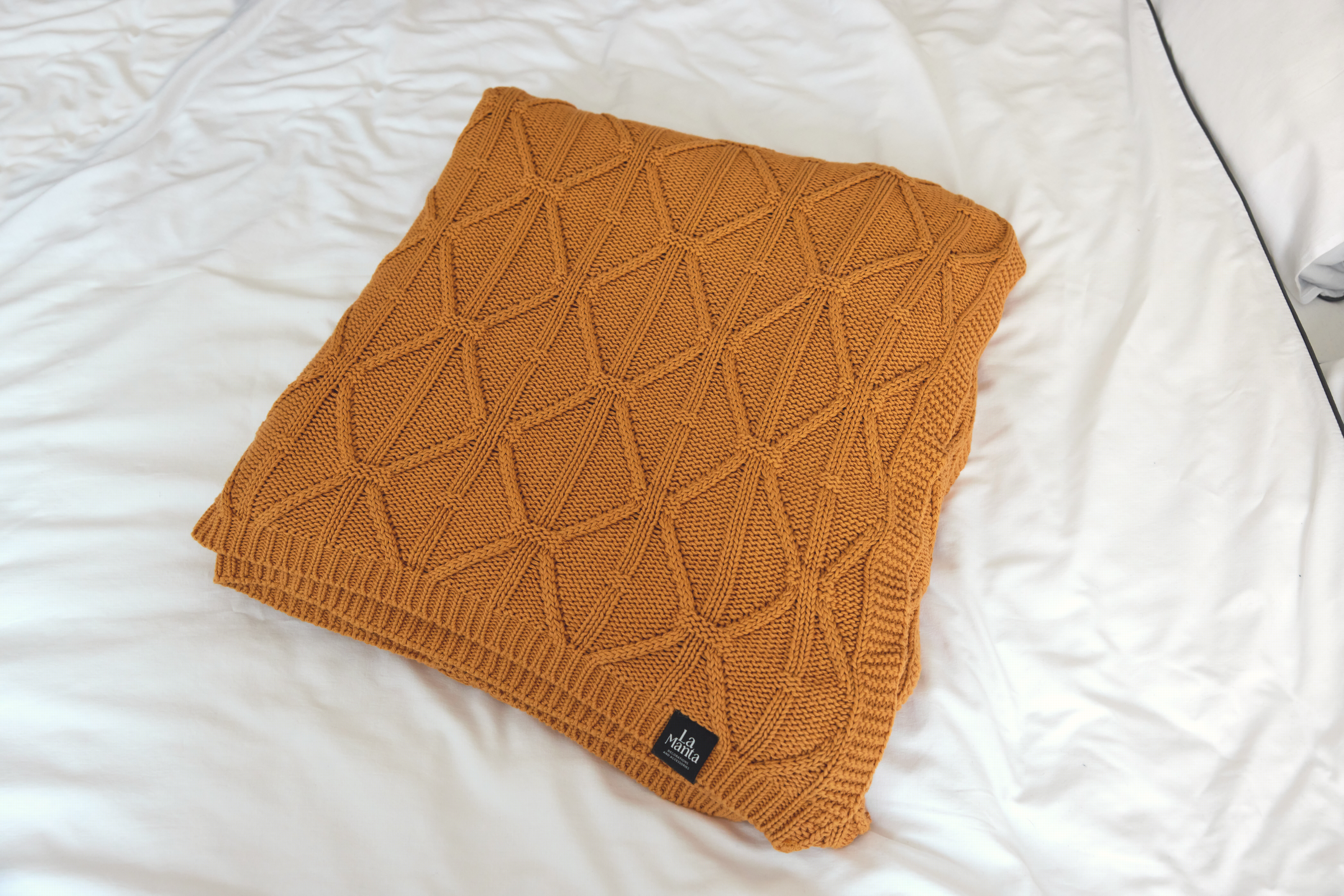 Narzuta brytyjska musztardowa, 220 x 240 cm, La Manta