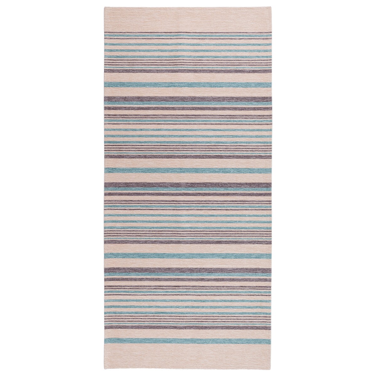 Dywan Laos Chenille 65x160 cm paski beżowo-turkusowe