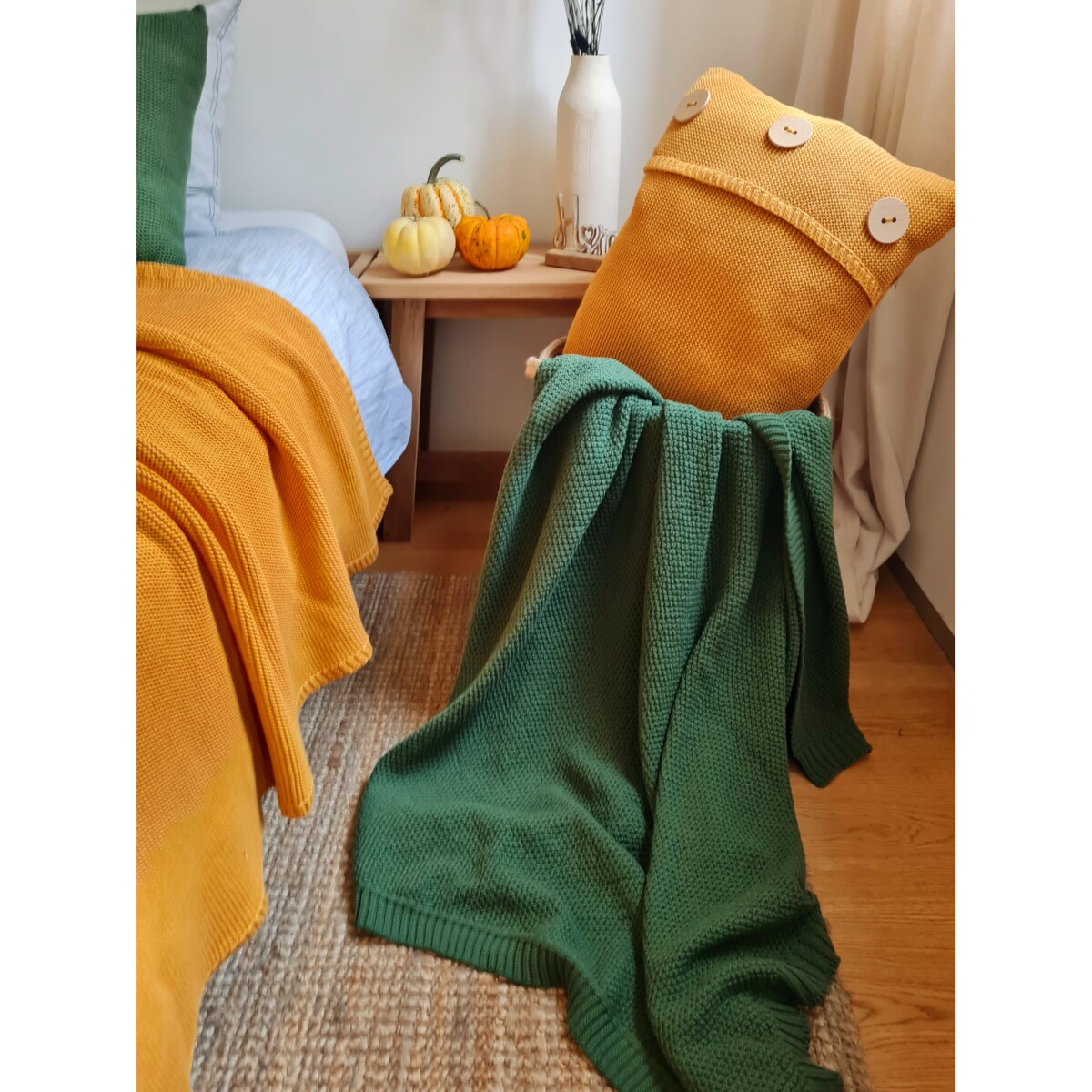 Pled pleciony zielony, 130 x 160 cm, La Manta