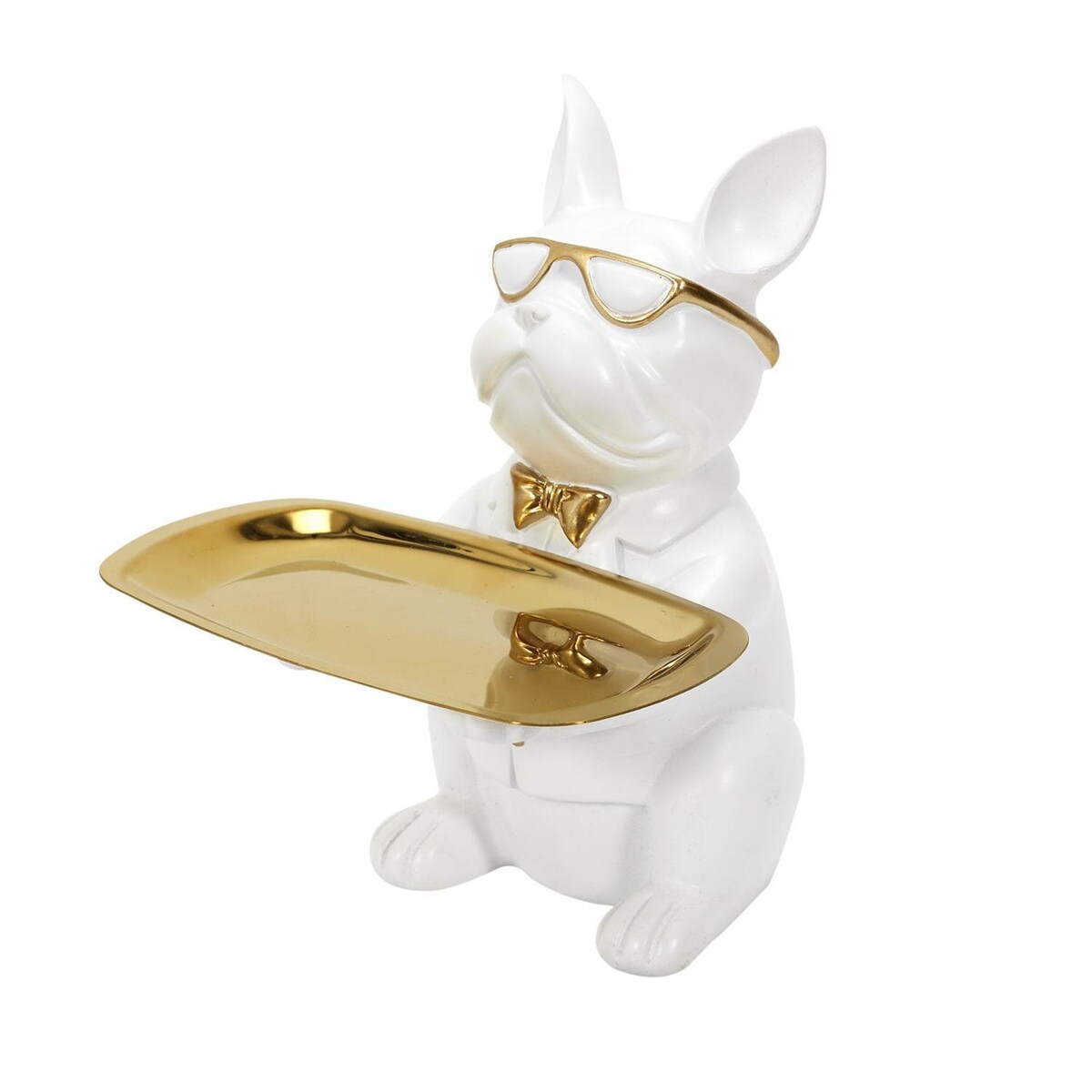 Organizer Buldog biały ze złotą tacą