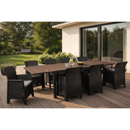 Zestaw Mebli Ogrodowych Na Taras Ogród Technorattan Czarny Orzech