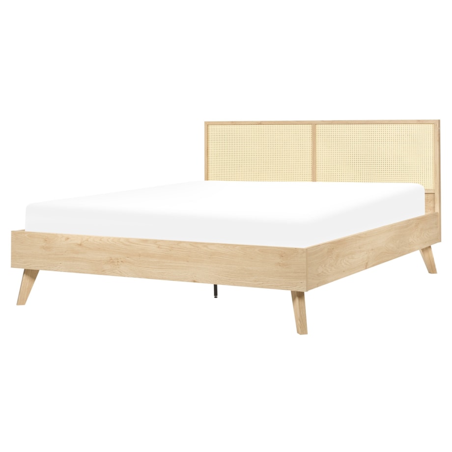 Łóżko rattanowe 160 x 200 cm jasne drewno MONPAZIER