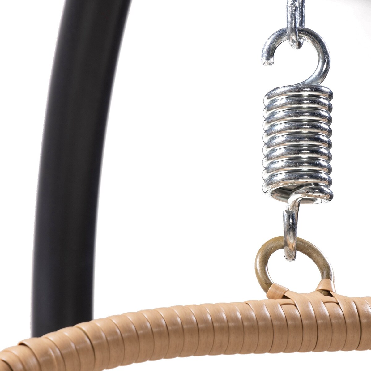 Fotel wiszący kokon, technorattanowy, kremowy, podwójny Hasi