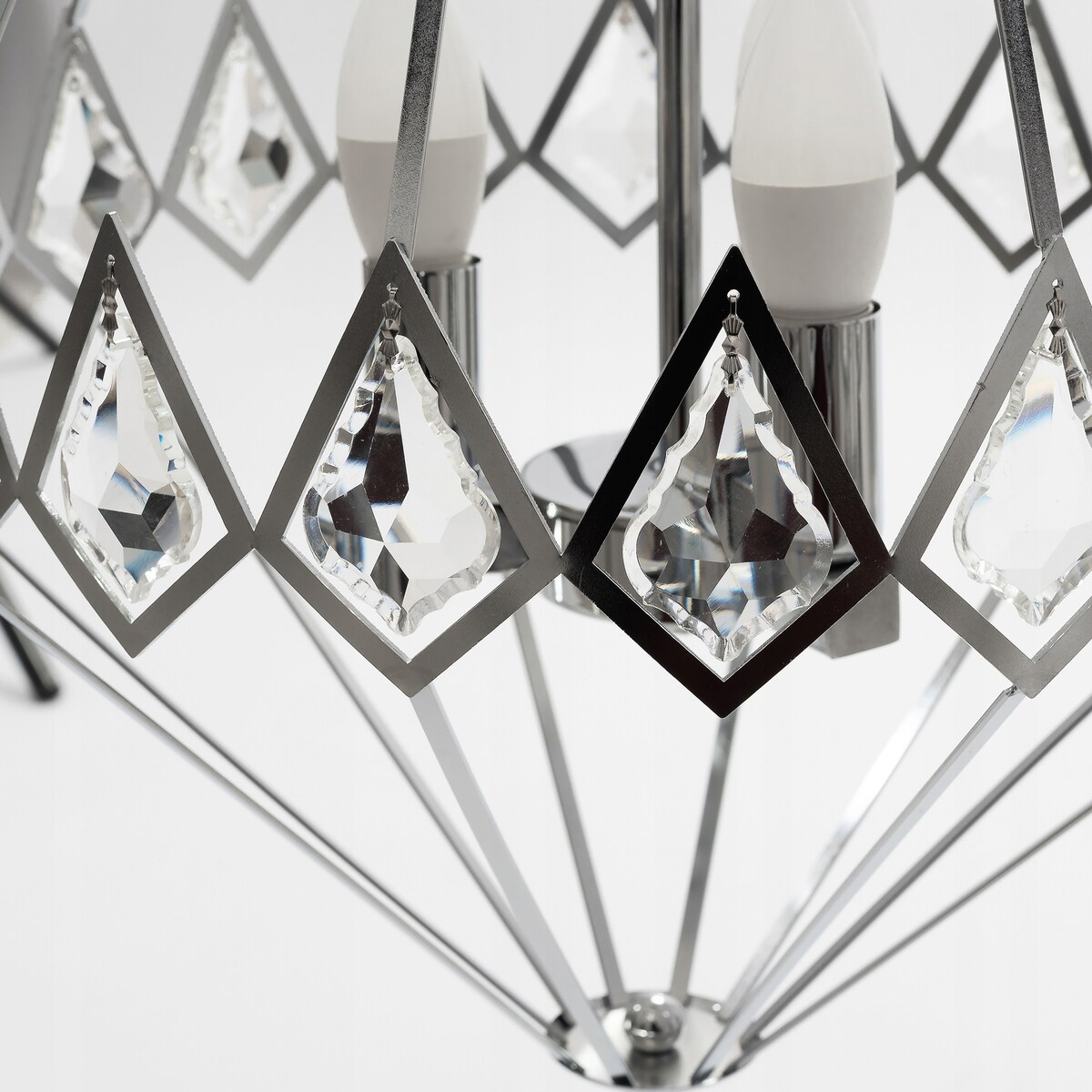 Lampa Wisząca Kryształowa Chrom Diament Żyrandol