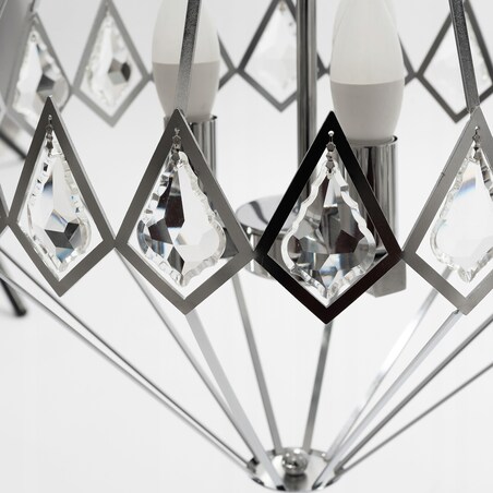 Lampa Wisząca Kryształowa Chrom Diament Żyrandol