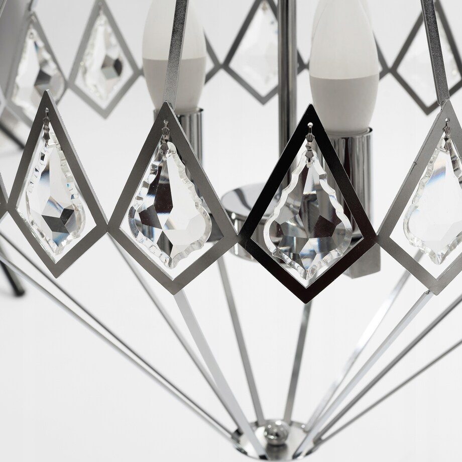Lampa Wisząca Kryształowa Chrom Diament Żyrandol
