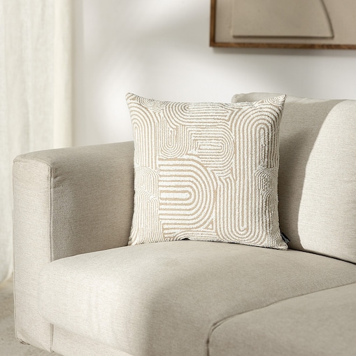 Poszewka Kinga na poduszkę 50x50 beżowe łuki na kremowym tle