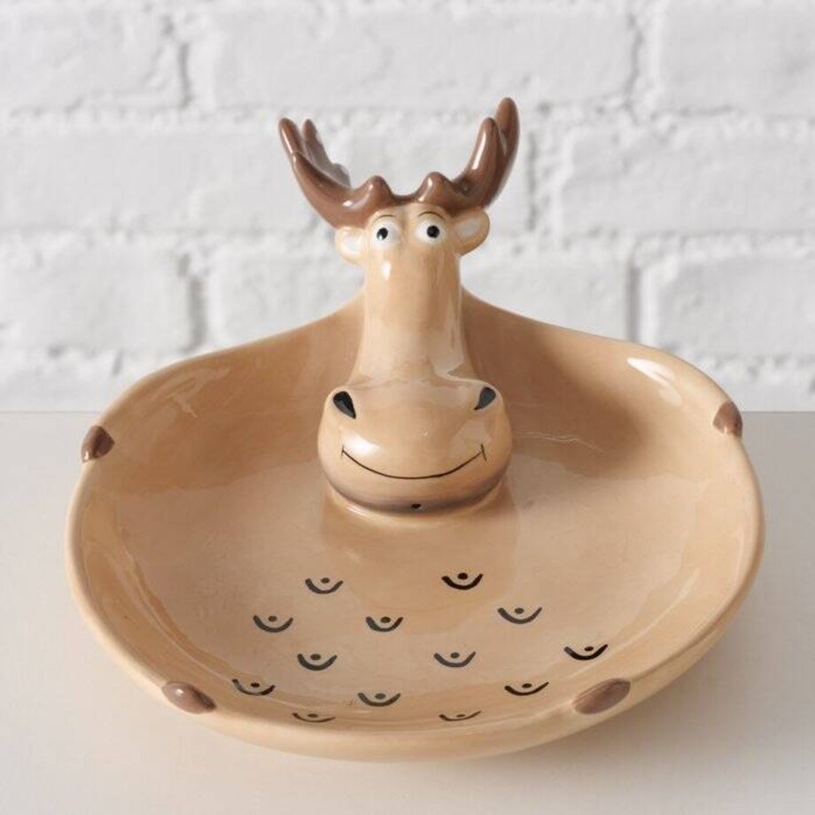 Ceramiczny półmisek z głową łosia MOOSY, Ø17 cm