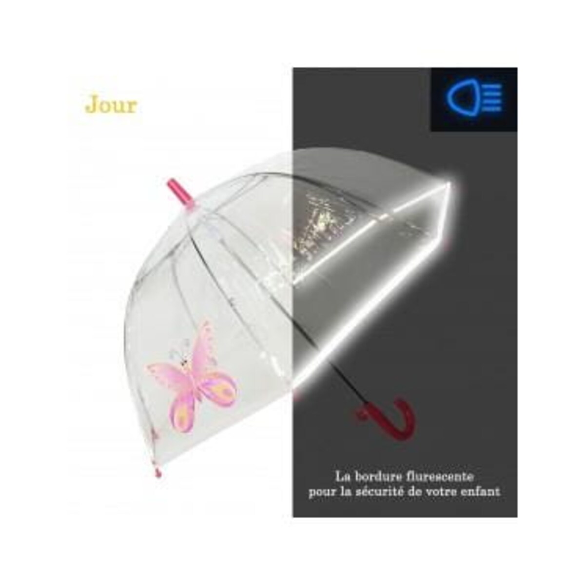 Dziecięcy parasol przezroczysty z gwizdkiem, motyl
