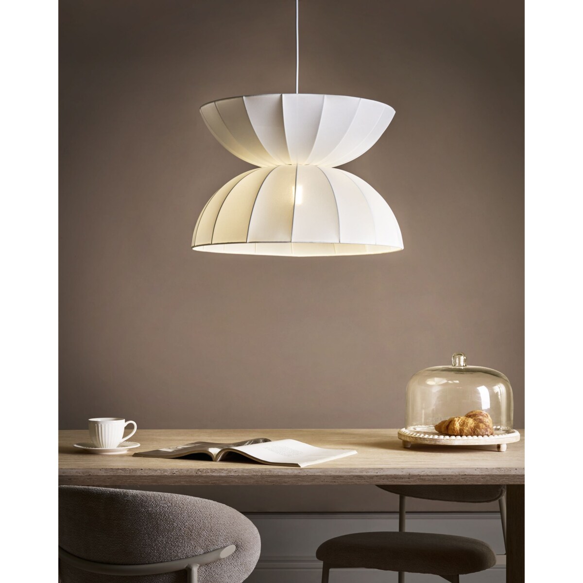 Lampa wisząca DEBONS Jedwab syntetyczny Biały