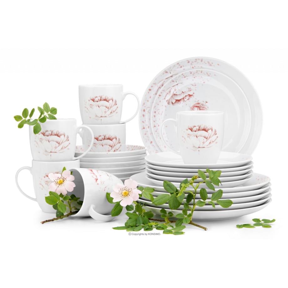 Zestaw obiadowo kawowy 6os. (24el.) BOSS PIWONIA