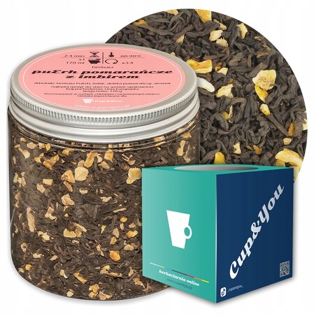 Herbata czerwona pu-erh POMARAŃCZE Z IMBIREM o smaku pomarańczowo imbirowym - herbata liściasta sypana mieszanka napar susz - gotowa na prezent upominek
