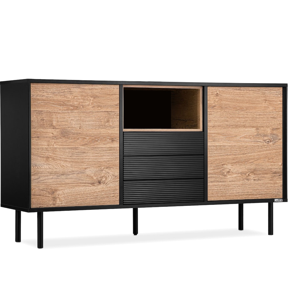 KONSIMO LOFTY Komoda w stylu loft z szufladami i szafkami na wysokich nóżkach