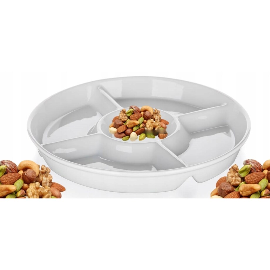 PÓŁMISEK DZIELONY biała ceramika 30 cm NA PRZEKĄSKI okrągła miska talerz