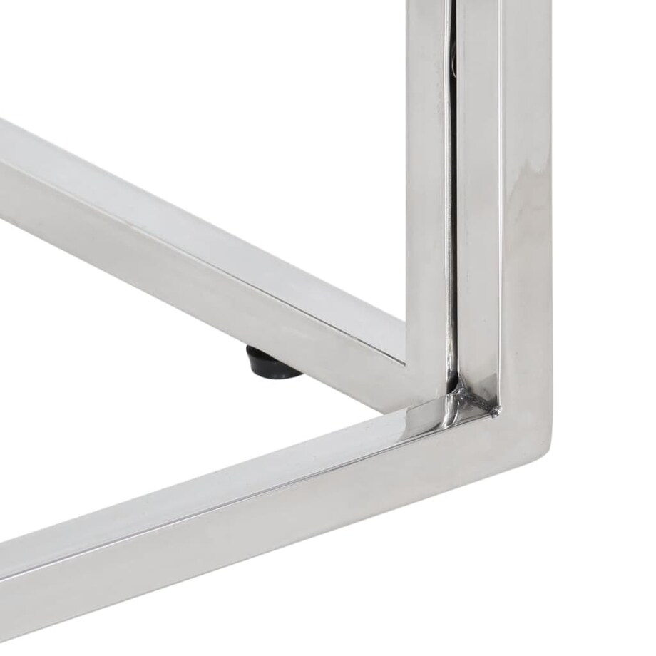 vidaXL Stolik kawowy, srebrny, stal nierdzewna i szkło hartowane