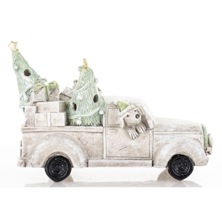 Dekoracja - samochód LED 10,5x15x8 cm CAMION-3 miś kierowcą