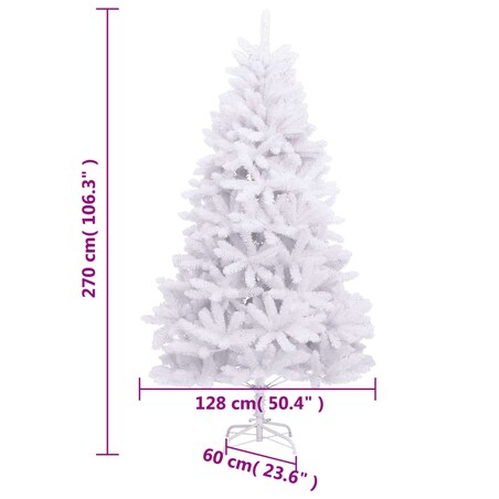 vidaXL Sztuczna choinka z zawiasami i stojakiem, biała, 270 cm