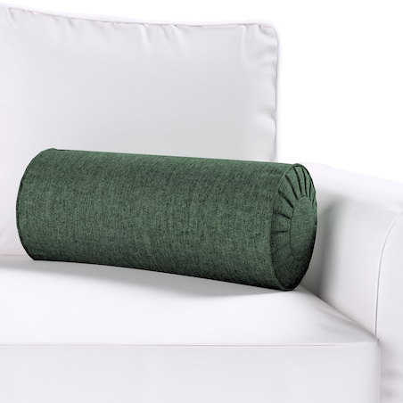 Poduszka wałek z zakładkami, leśna zieleń szenil, Ø20 x 50 cm, City