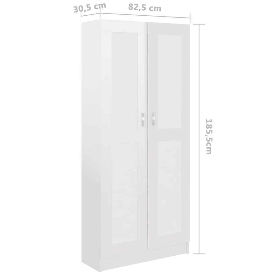 vidaXL Szafka na książki, biała, wysoki połysk, 82,5x30,5x185,5 cm