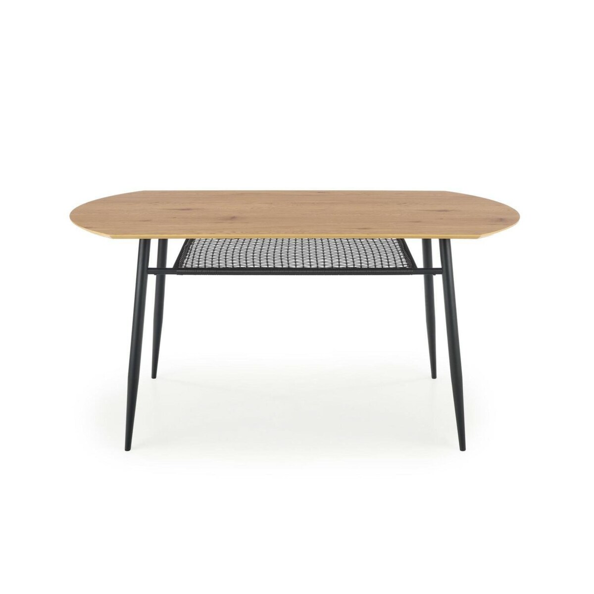 STÓŁ OWALNY Sonic dąb złoty CZARNE STALOWE NOGI rattan