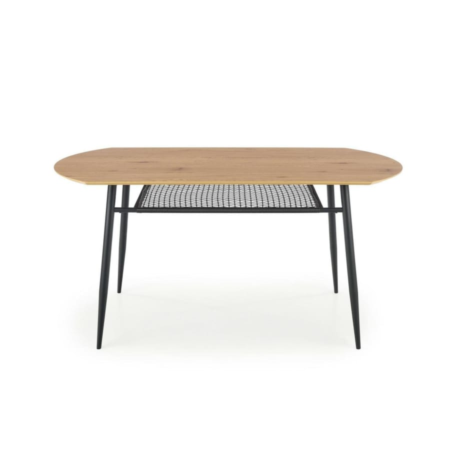 STÓŁ OWALNY Sonic dąb złoty CZARNE STALOWE NOGI rattan