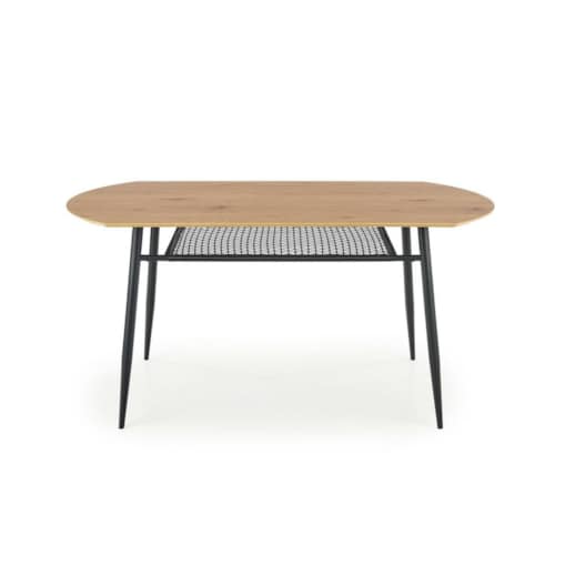 STÓŁ OWALNY Sonic dąb złoty CZARNE STALOWE NOGI rattan