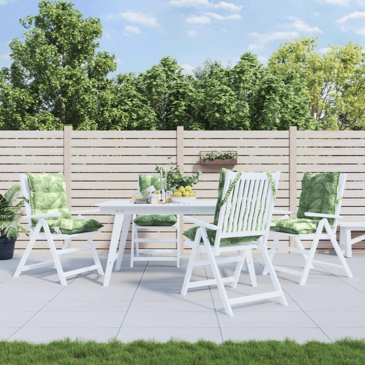 vidaXL Poduszki na krzesła z niskim oparciem, 4 szt., wzór w liście