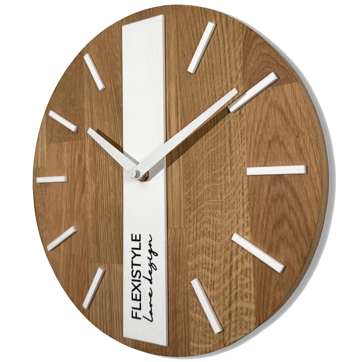 Drewniany zegar na ścianę Dąb Klasyk 30cm biały