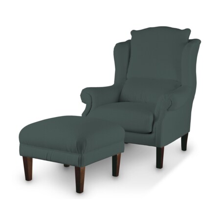 Podnóżek do fotela, zgaszony szmaragd - welwet, 56 x 56 x 40 cm, Ingrid