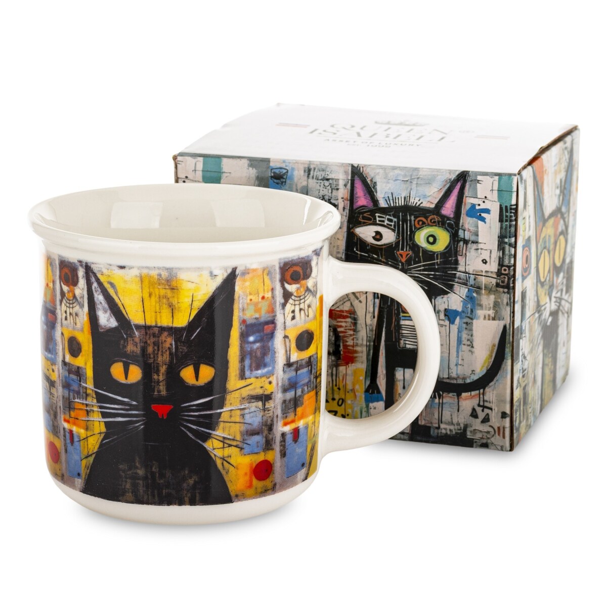 Kubek porcelanowy 9,5x13x9,5 cm w pudełku 400 ml GAGATEK żółte oczy