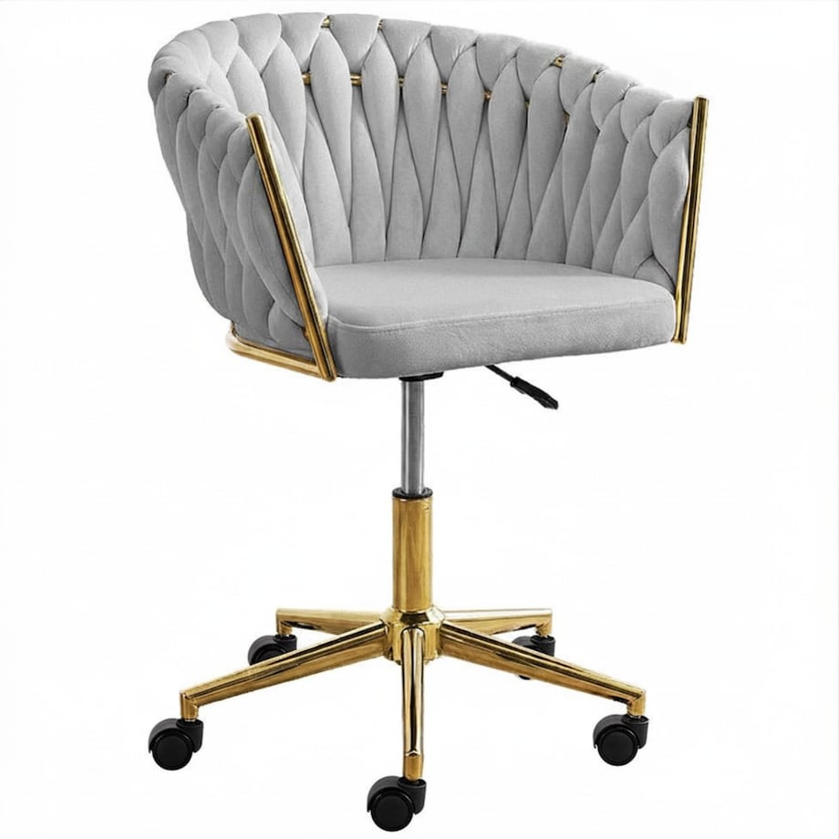 Fotel biurowy krzesło obrotowe regulowane welurowe szare