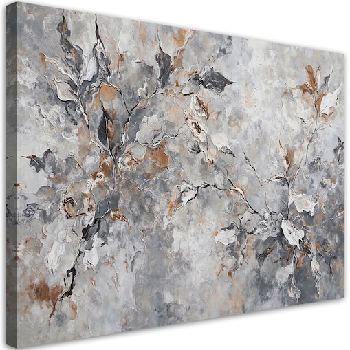 Obraz nowoczesny do salonu sypialni Abstrakcja Botanika Szary Złoty 100x70