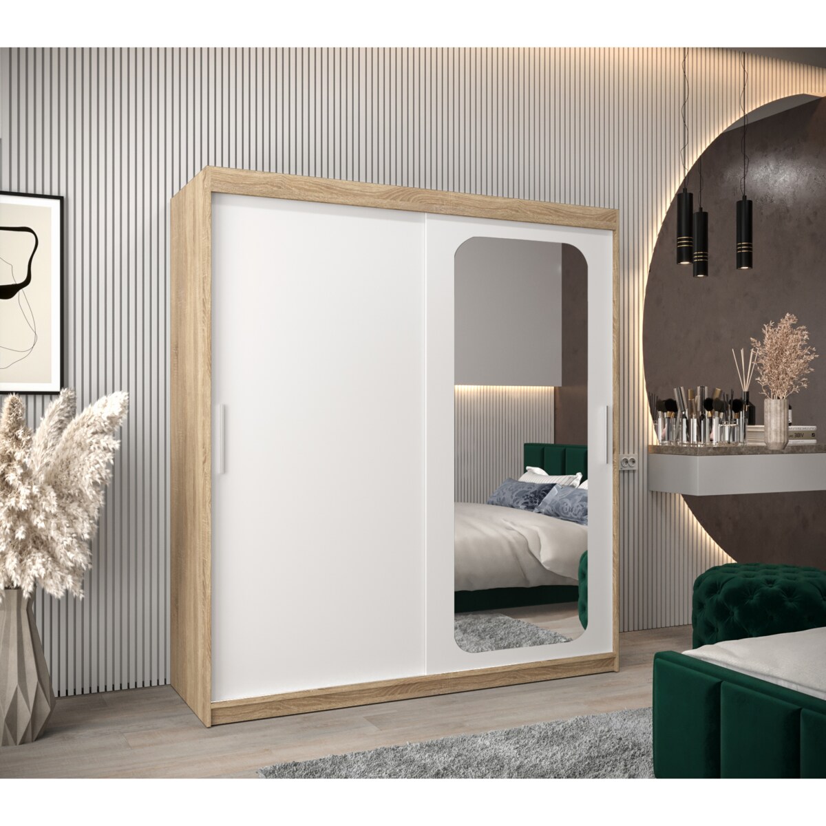 Szafa przesuwna Garderoba PROMO T2 180 sonoma/biały