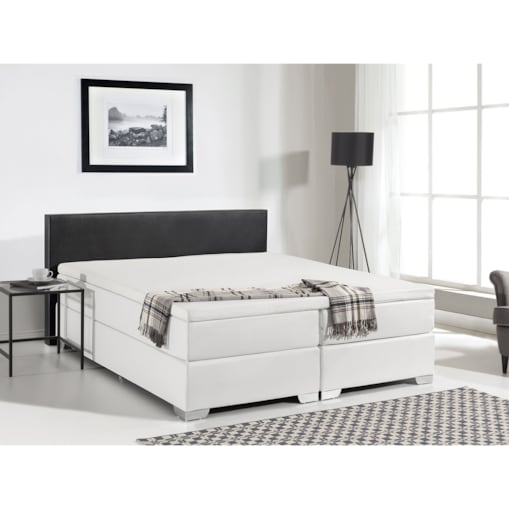 Łóżko kontynentalne ekoskóra 160 x 200 cm biało-czarne PRESIDENT