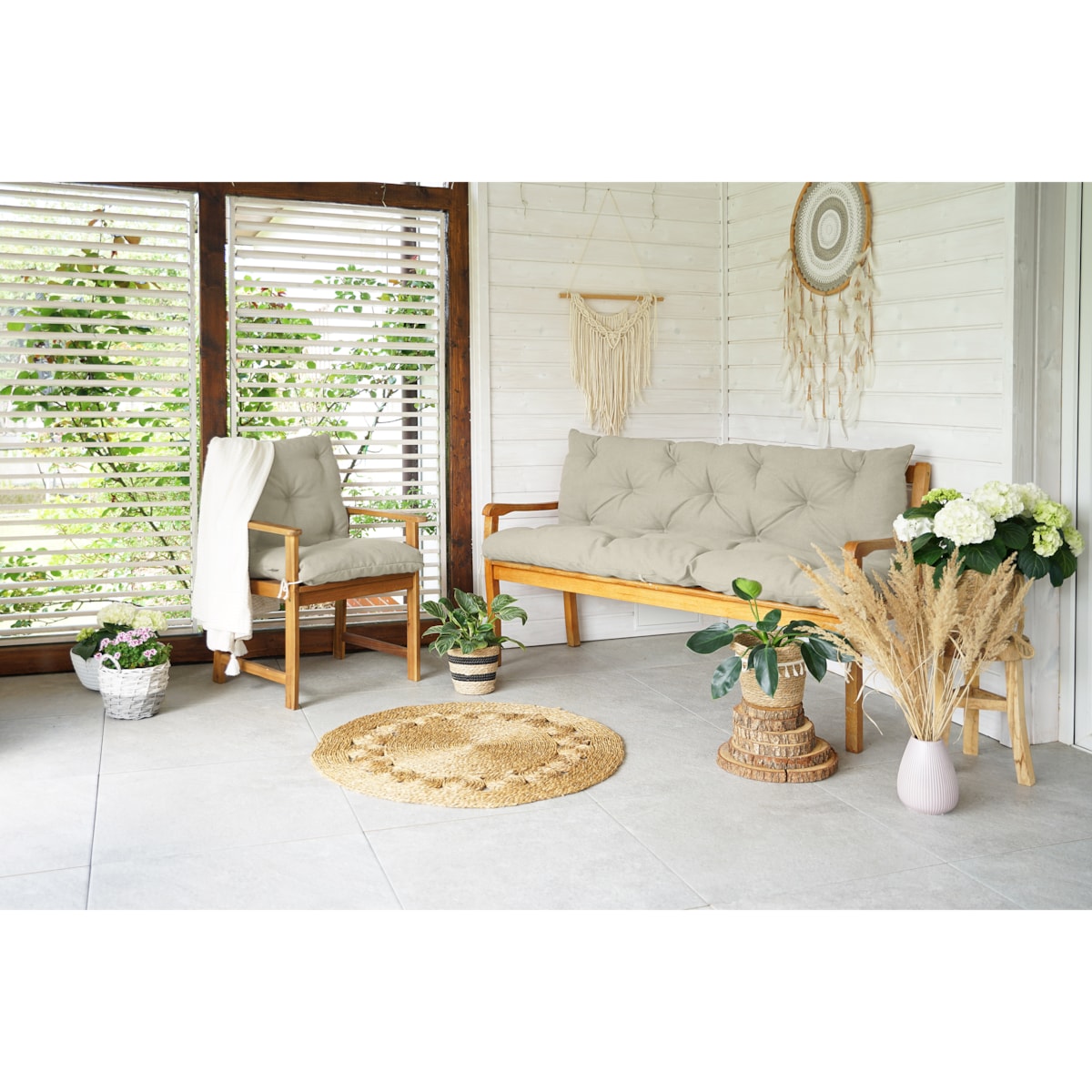 Poduszki na meble ogrodowe UV odporne, 100x50x50 cm, Beż