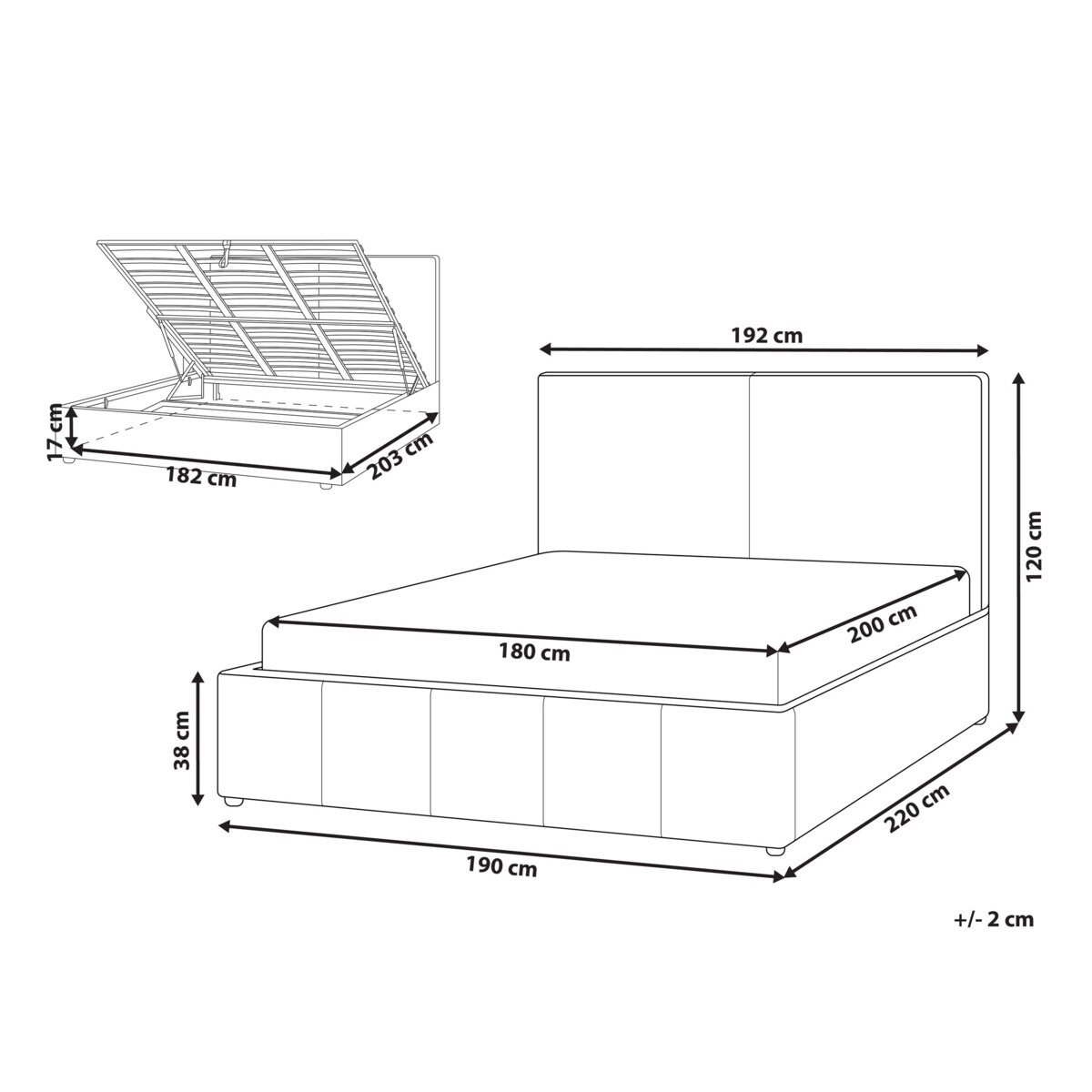 Łóżko z pojemnikiem CASTELNAVET 180 x 200 cm Beżowoszary
