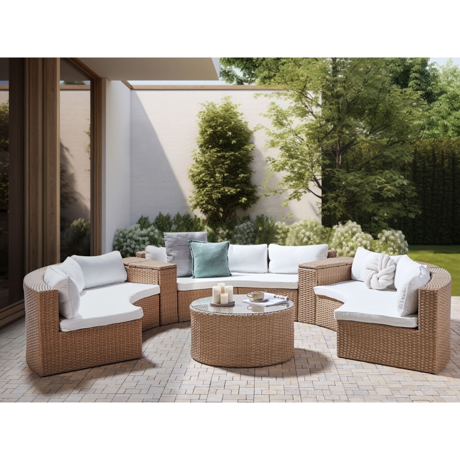 Zestaw ogrodowy ze stolikiem dla 9 osób SEVERO Technorattan Piaskowy