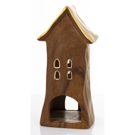 Dolomitowy domek na tea-lighty 20,5x9,5x9 cm brązowy big