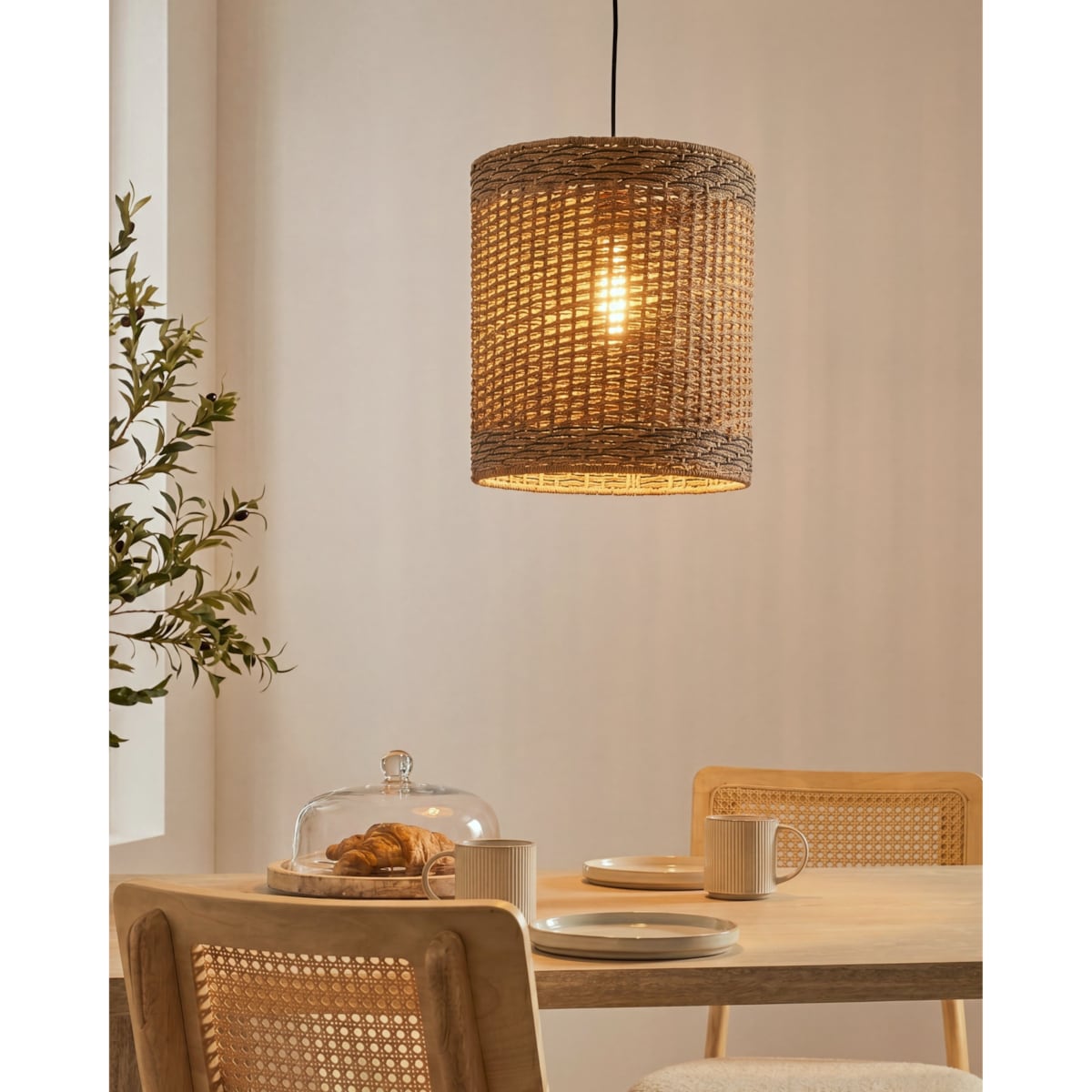 Lampa wisząca LUAPULA Papierowa plecionka Naturalny